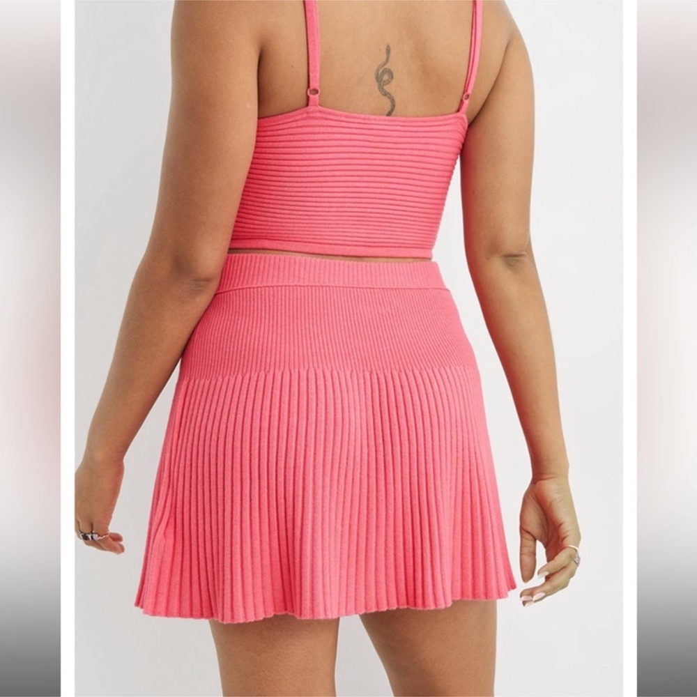 Aerie Take Charge Wool Sweater Mini Skirt L Women's Pink Punch NWT - Picture 2 of 8